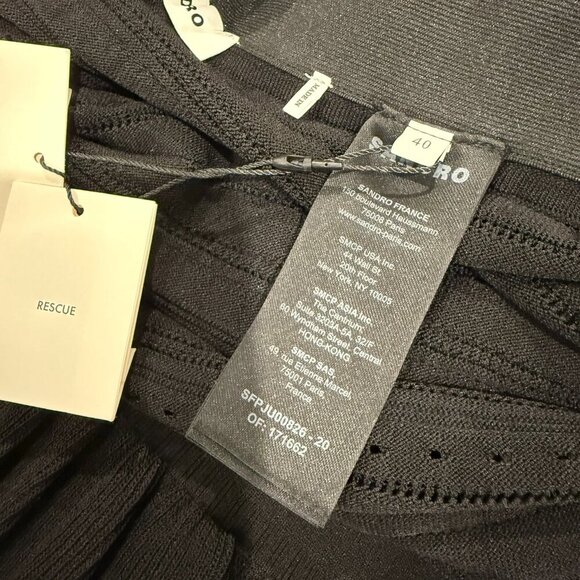 Sandro Black Crochet Ruffled Midi Skirt Size 8 NWT - Picture 5 of 5